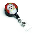 Teachers Aid Old English Sheepdog Red & Green Snowflakes Holiday Christmas Retractable Badge Reel TE888462